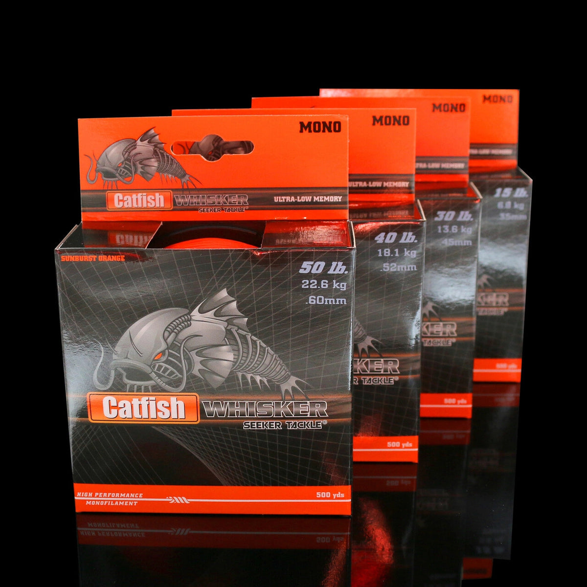 Catfish Fishing Line - Monofilament 500 Yards Sunburst Orange Multi-Strength