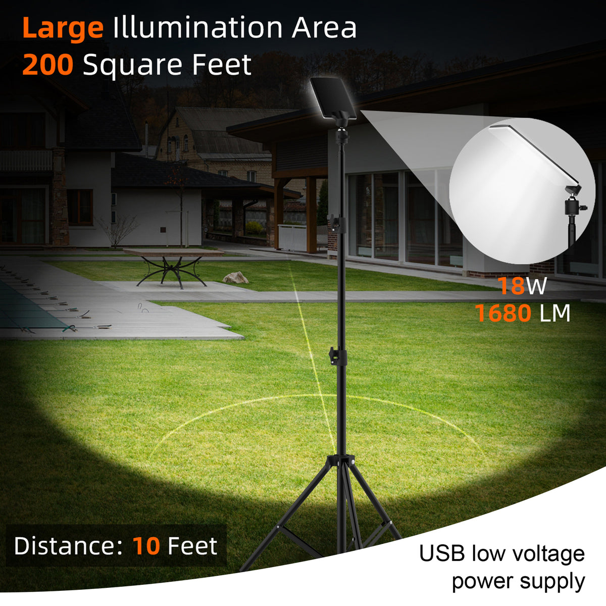 Portable Telescopic LED Work Light with Tripod Stand for Camping Outdoor Use