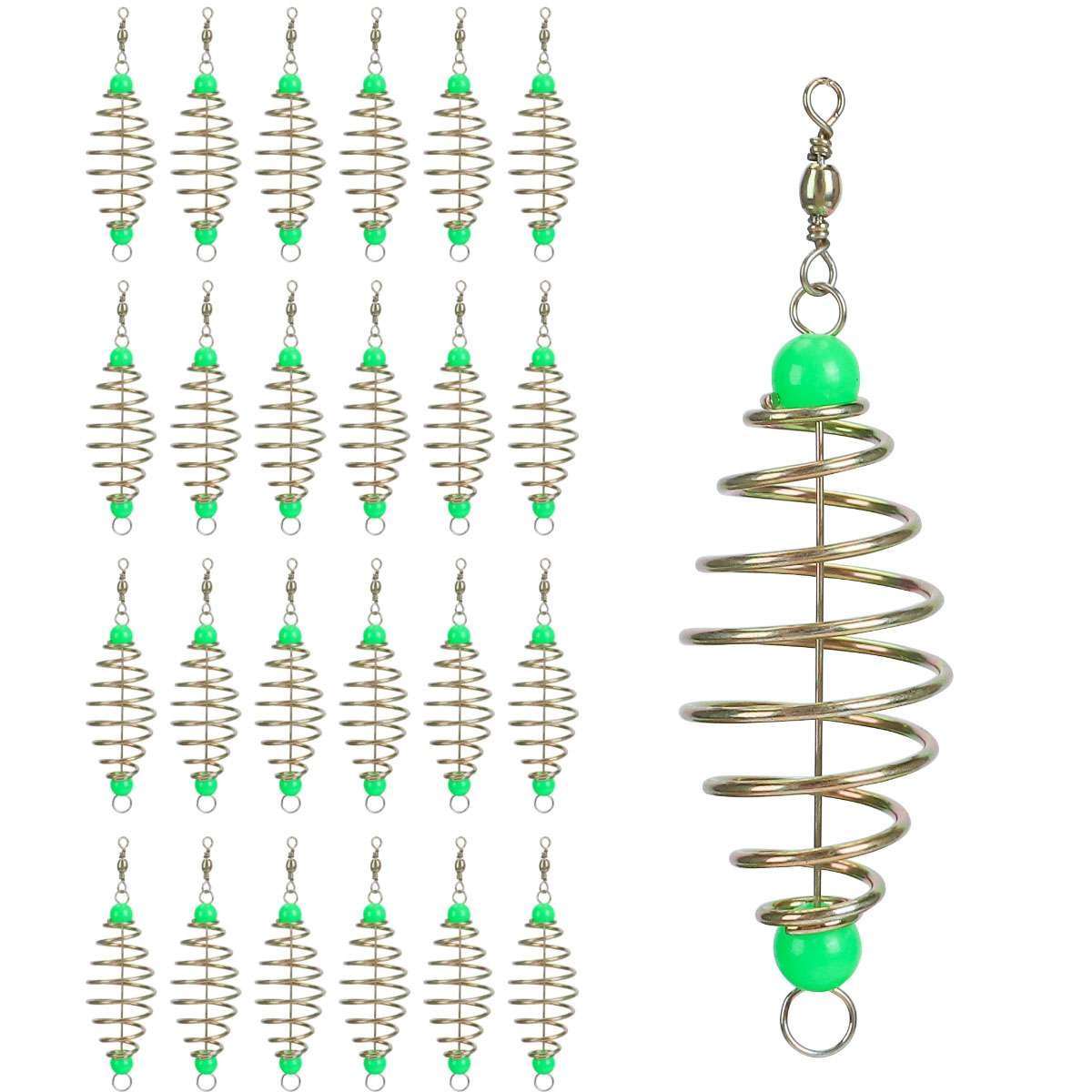 24Pcs Spring Fishing Bait Holders for Carp and Catfish with Luminous Beads