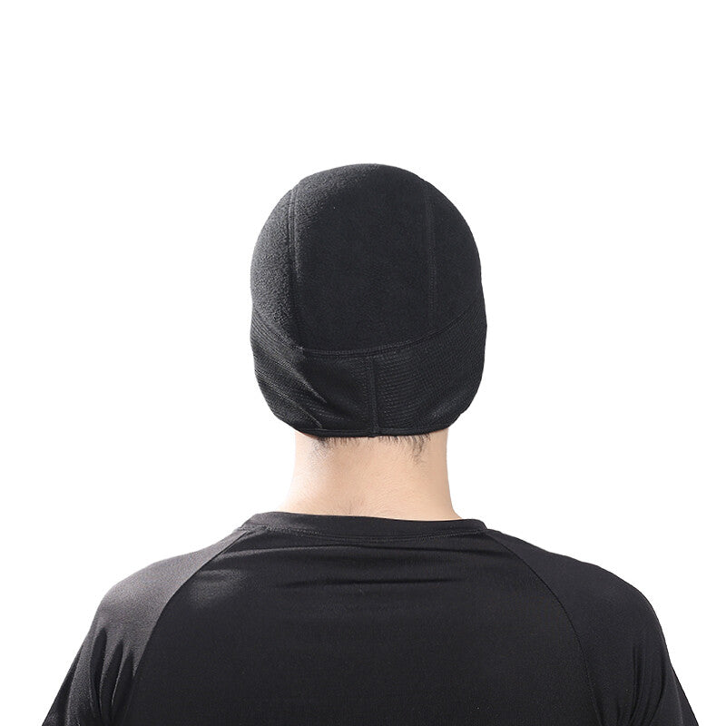Black Fleece Military Beanie Hat - Windproof Winter Skull Cap, Stretch Fit