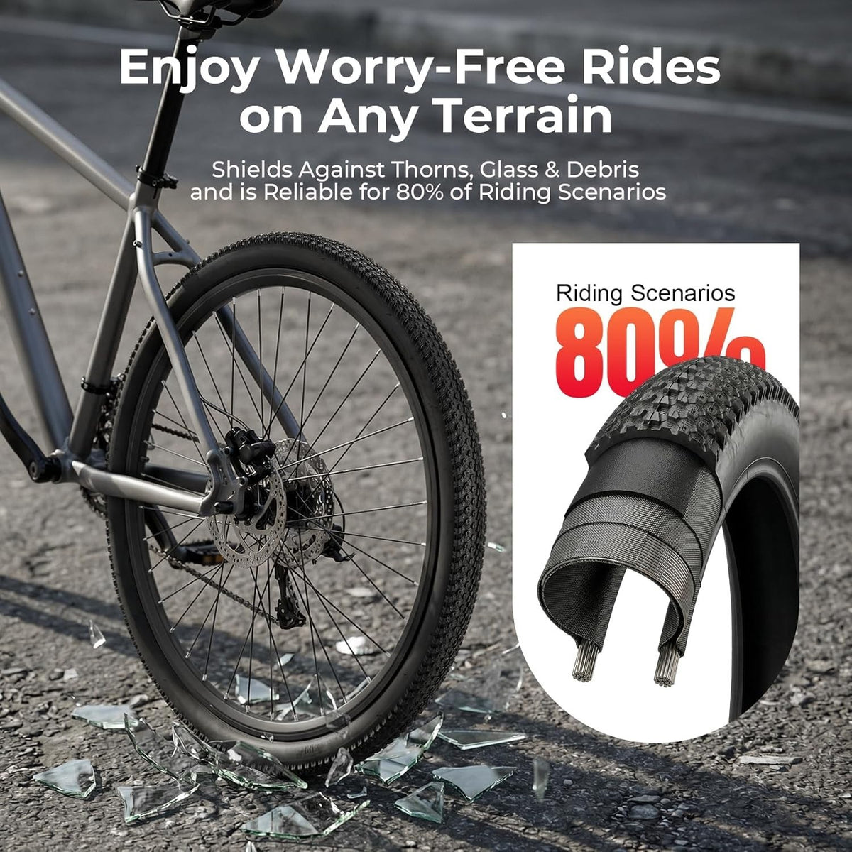 26x1.95 Inch Bicycle Tire and Tube Set for Mountain and All-Terrain Bikes
