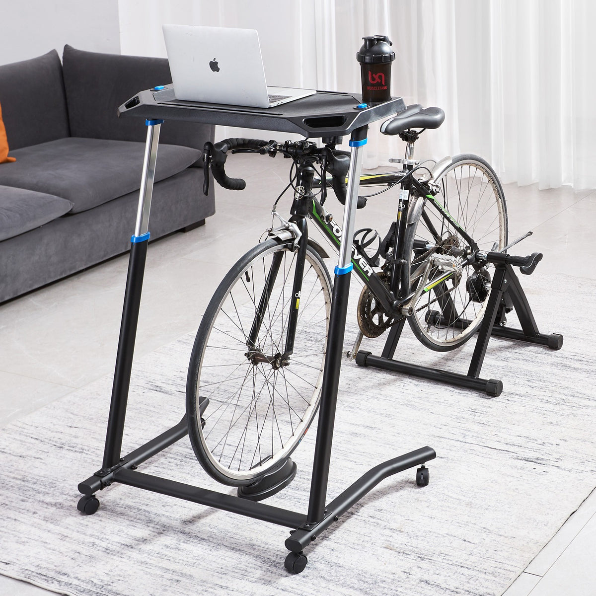 Foldable Bike Desk for Indoor Cycling & Standing Workstation
