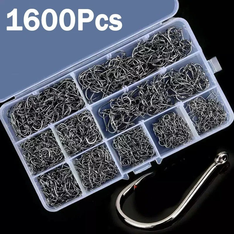 Fishing Hooks Set - Offset Circle High Carbon Steel, Multiple Sizes & Quantity