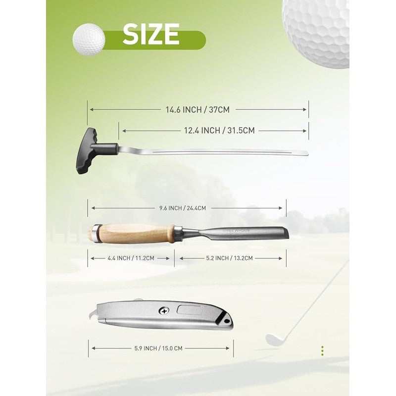 Quick & Safe Golf Grip Removal Tool with V-Groove Tape Stripper, Curved Blade