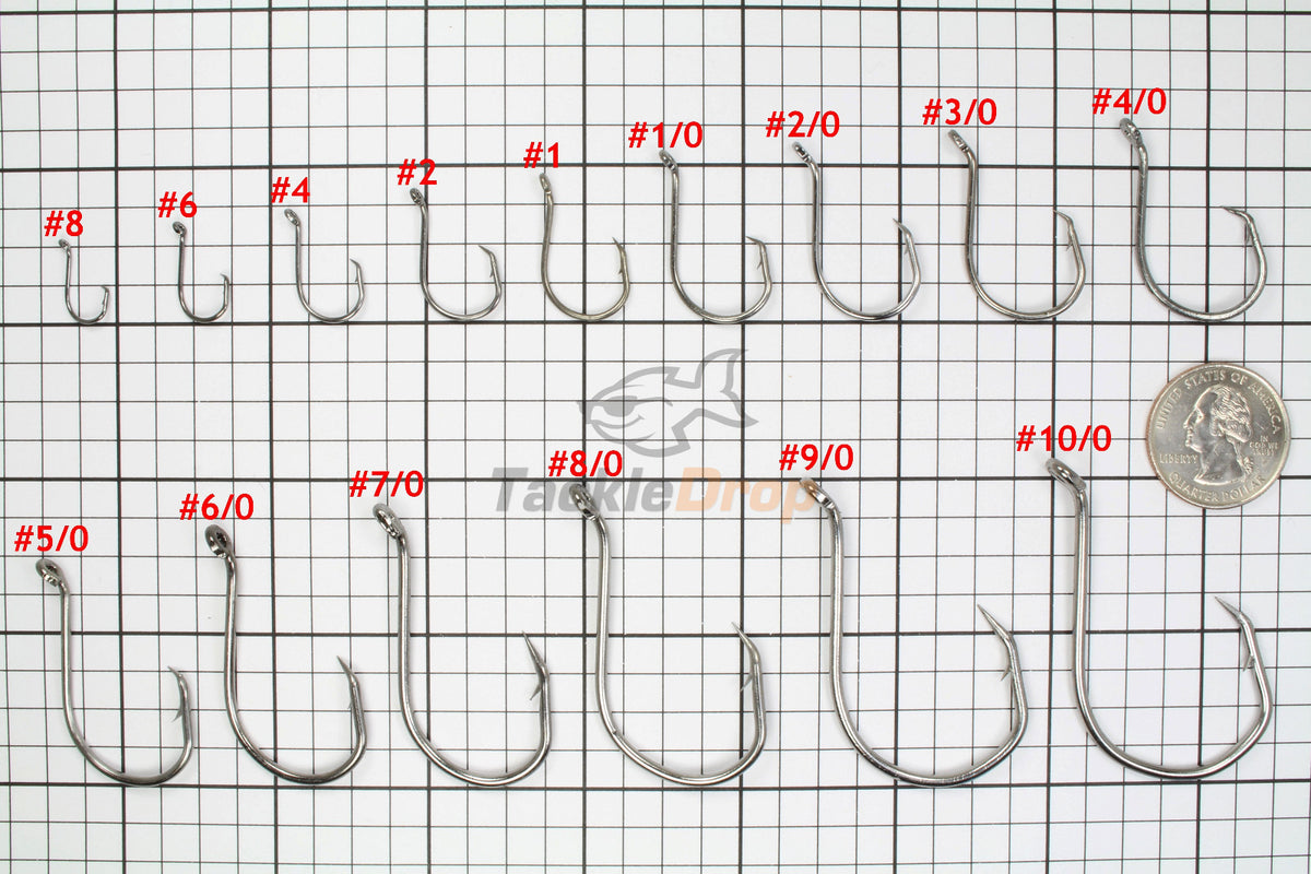 100 Pack Offset Octopus Circle Fishing Hooks - Super Sharp, 8/0 Size, 2X Strong, USA Made