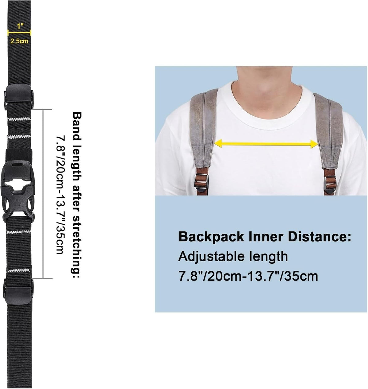 Heavy Duty Adjustable Backpack Chest Strap Elastic Add-On
