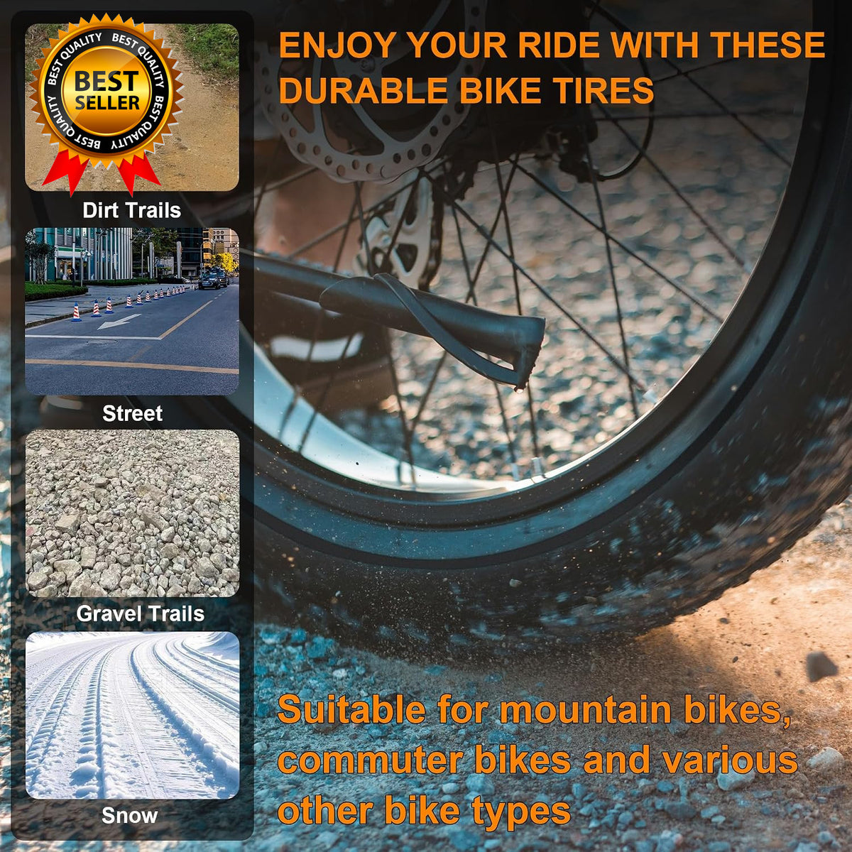 26X4.0 Fat Bike Tire and Tube Set - Foldable Mountain & E-Bike Tire