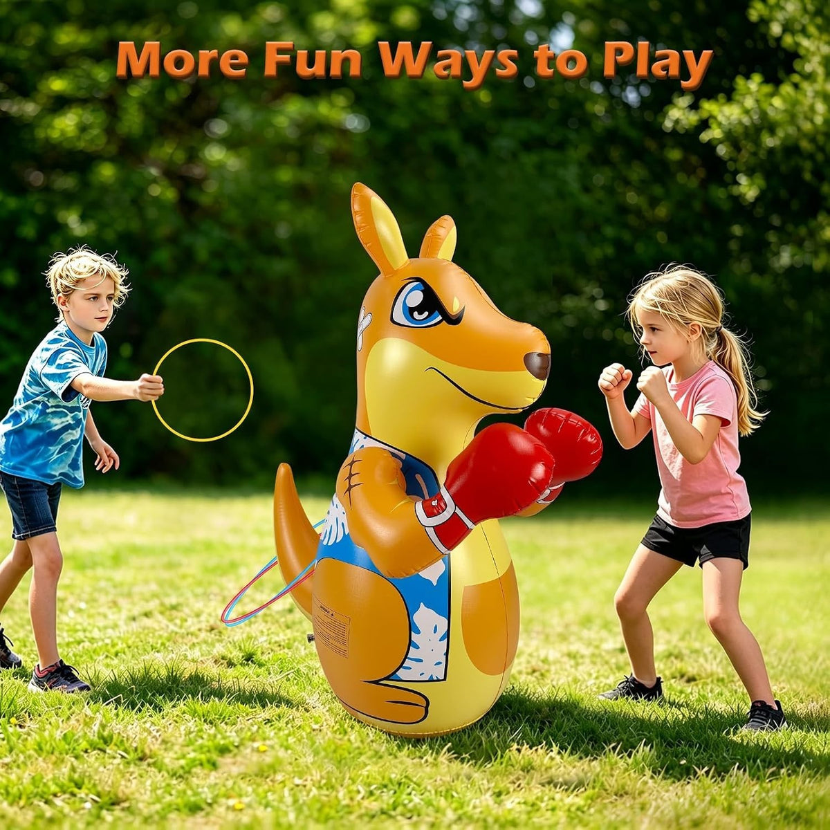 Kangaroo-Themed Inflatable Punching Bag for Kids, Active Sensory Play, 50 Inches