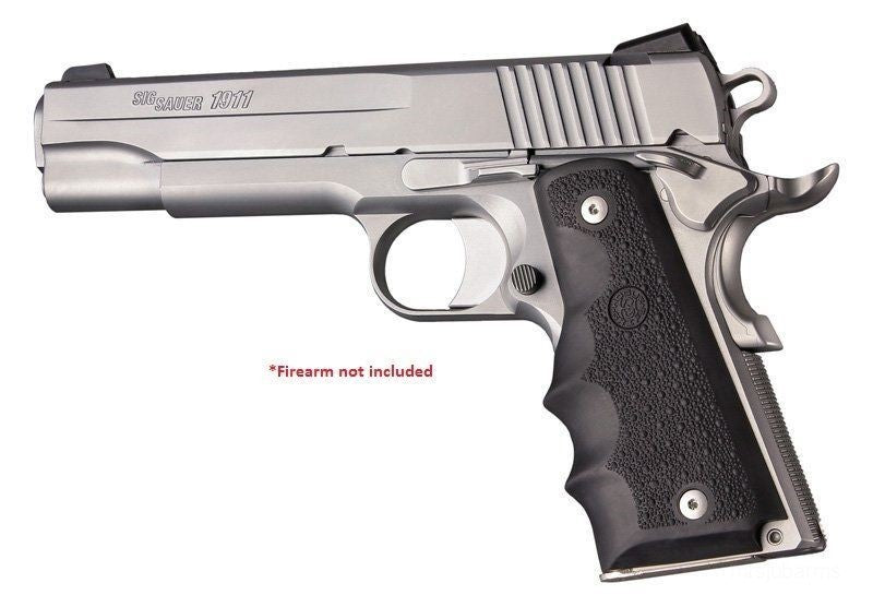 1911 Full Size Rubber Grip with Finger Grooves for Pistol - Black