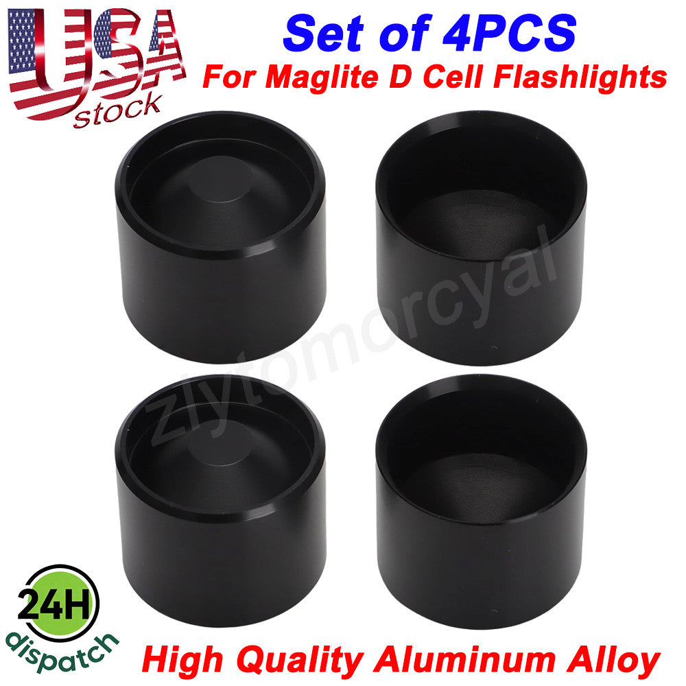 Maglite D Cell Flashlight Hidden Storage Cups - Anodized Aluminum Set of 4