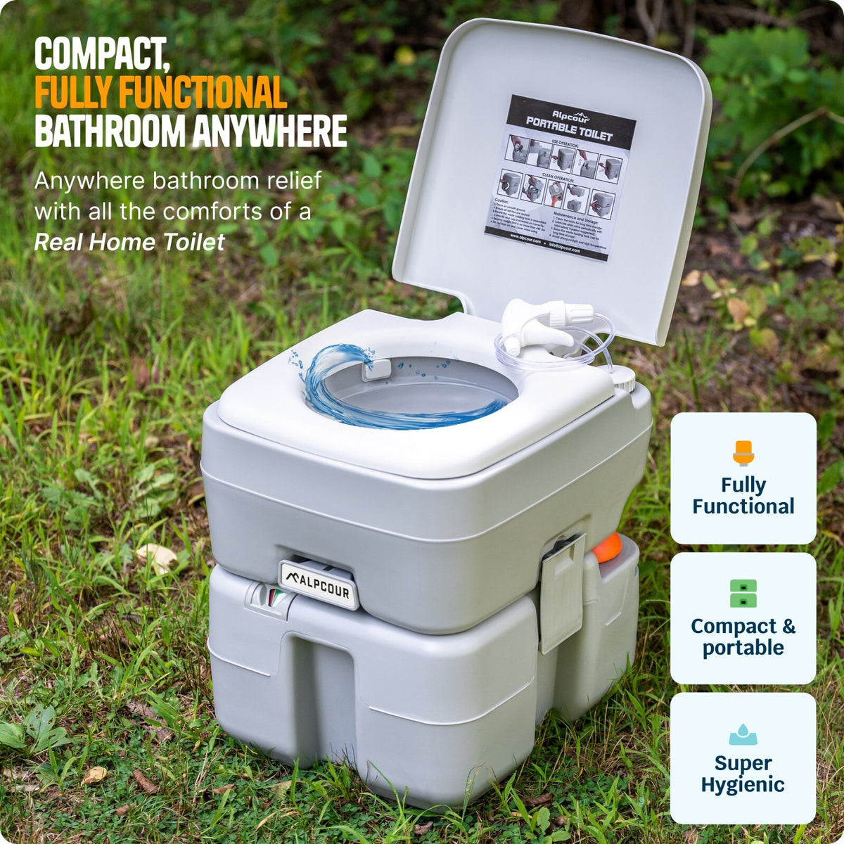 Portable RV Toilet with Storage Bag, Camping & Boat Commode