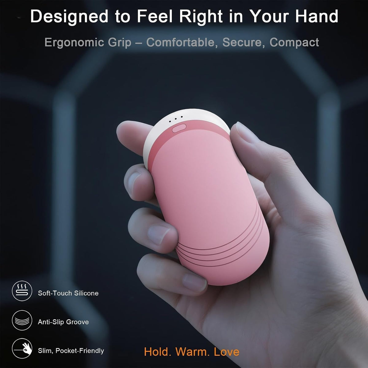 Rechargeable Hand Warmers 2 Pack with 6000mAh Battery, Thermally Conductive Silicone