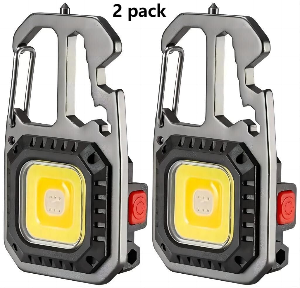 Rechargeable COB Keychain Flashlight with 6 Modes, Emergency Tools & Waterproof
