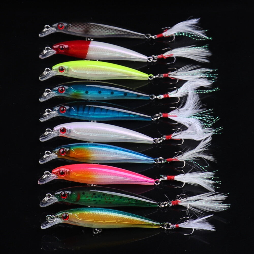 10 Pcs Artificial Fishing Lures Crankbaits Minnow Baits Tackle Set