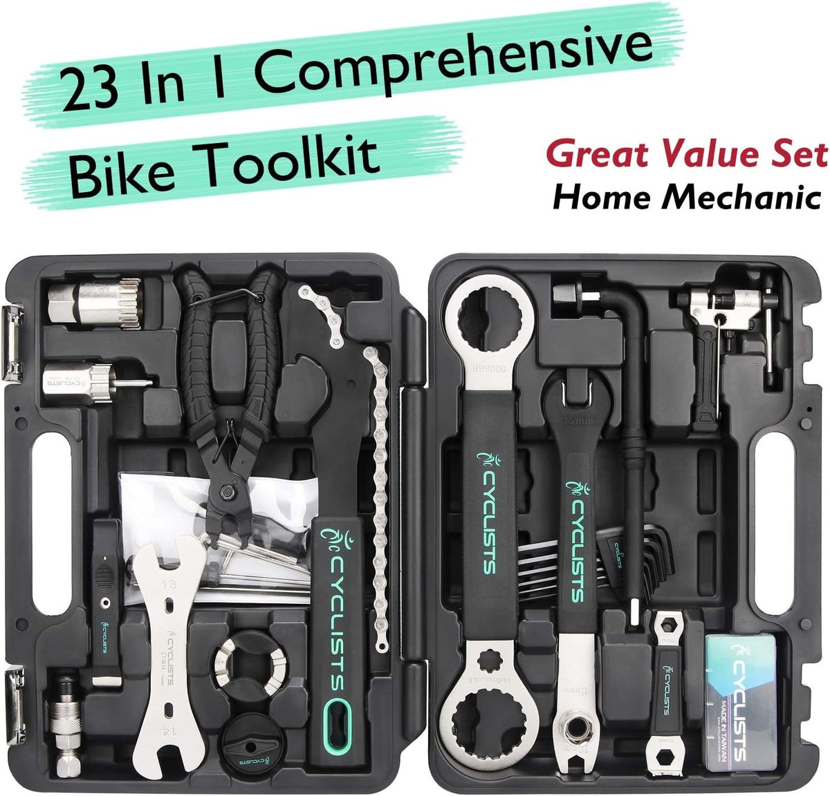 23-Piece Bike Tool Kit for Road & Mountain Bikes - Carbon Steel Repair Set