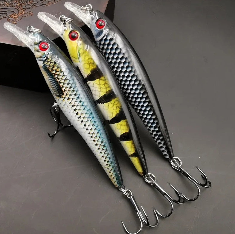 3-Piece Sinking Minnow Fishing Lures Set - Colorful Hard Baits, 11cm/4.3in, 13g