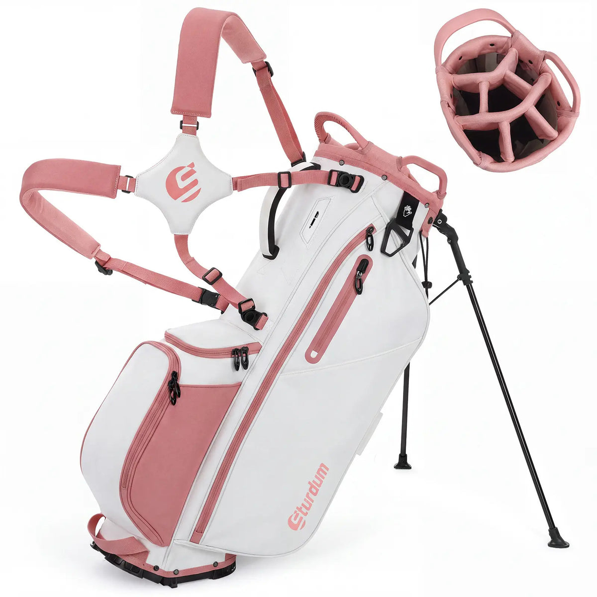 Golf Stand Bag with 7-Way Dividers, Cooler Pocket & Dual Strap - Lightweight 5.5lb