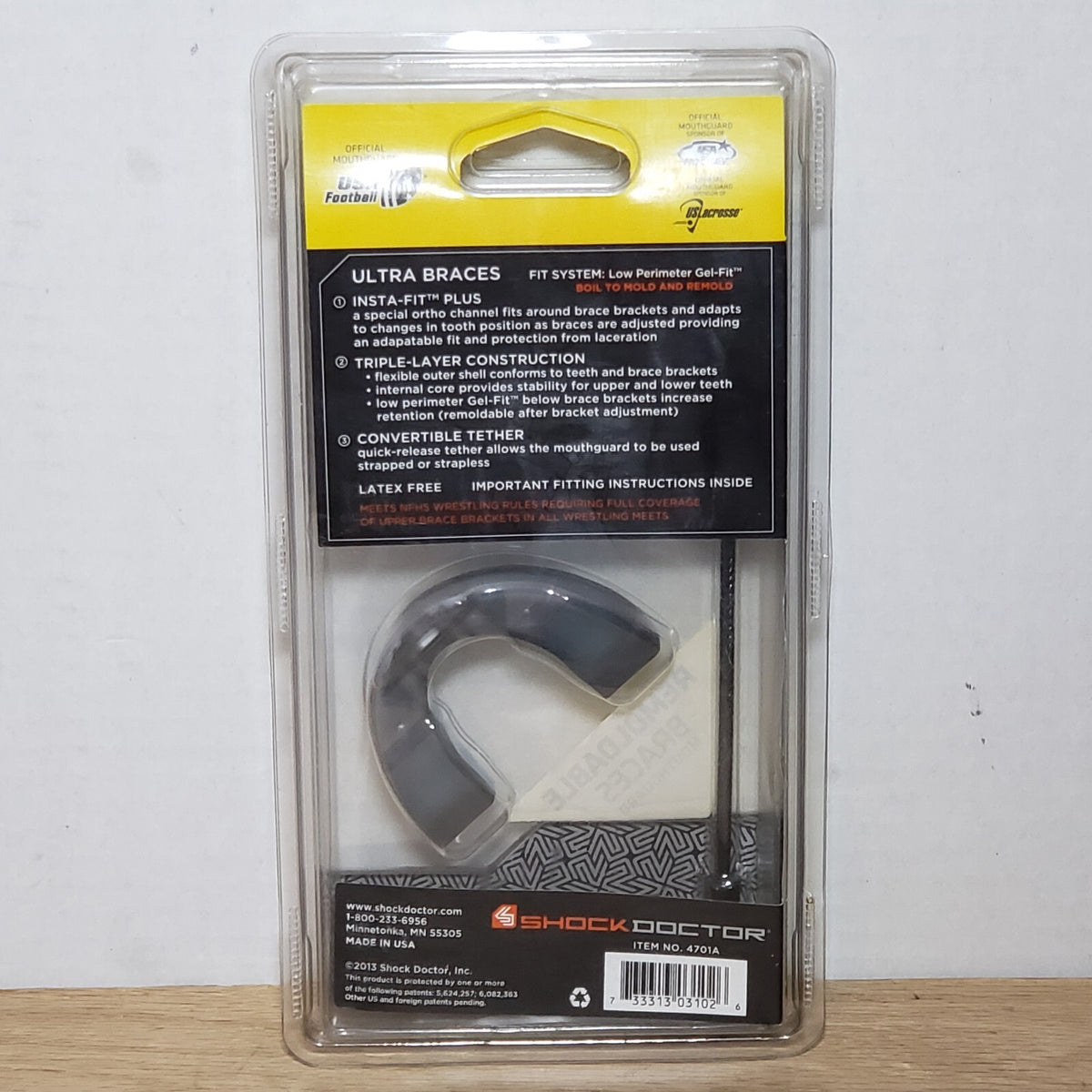 Remoldable Sport Mouthguard for Football - Black, Shock Doctor Ultra Braces