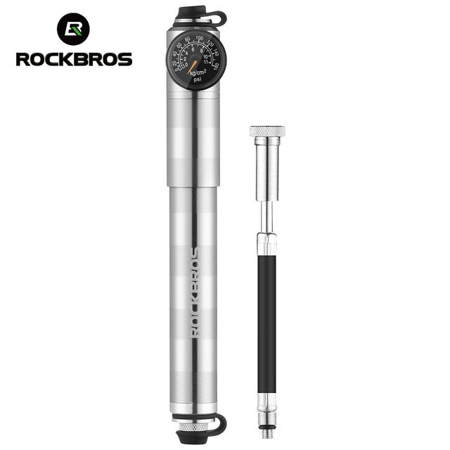 Portable Bike Pump 160 PSI Aluminum Alloy Hand Inflator with Pressure Gauge