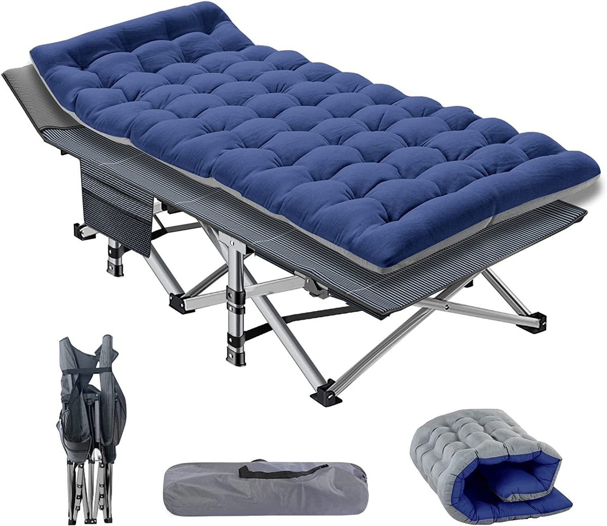 Heavy-Duty Camping Cot for Adults with Soft Padding and Carry Bag
