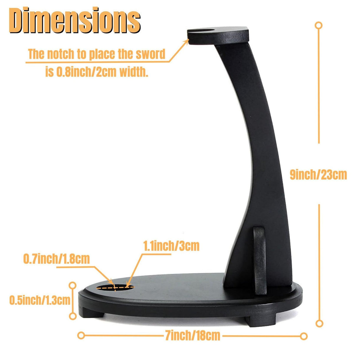 Small Vertical Samurai Sword Display Stand - Black Wooden Holder for Katana & Wakizashi