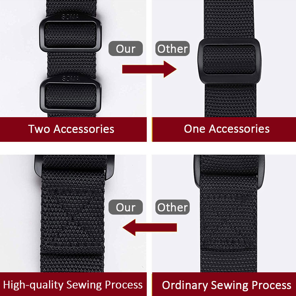 Adjustable Rifle Sling 2 Points with Quick-Loop Webbing 1.25 inch Black
