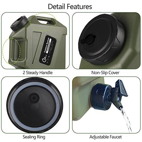 3.2 Gallon BPA-Free Water Container with Spigot for Camping & Outdoor Use - Military Green