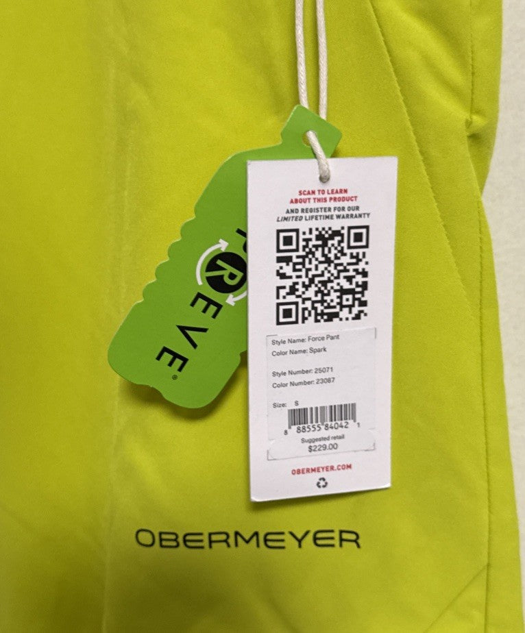 Men's Snow Pants - Obermeyer Force Pant Spark Size Small Winter Outerwear