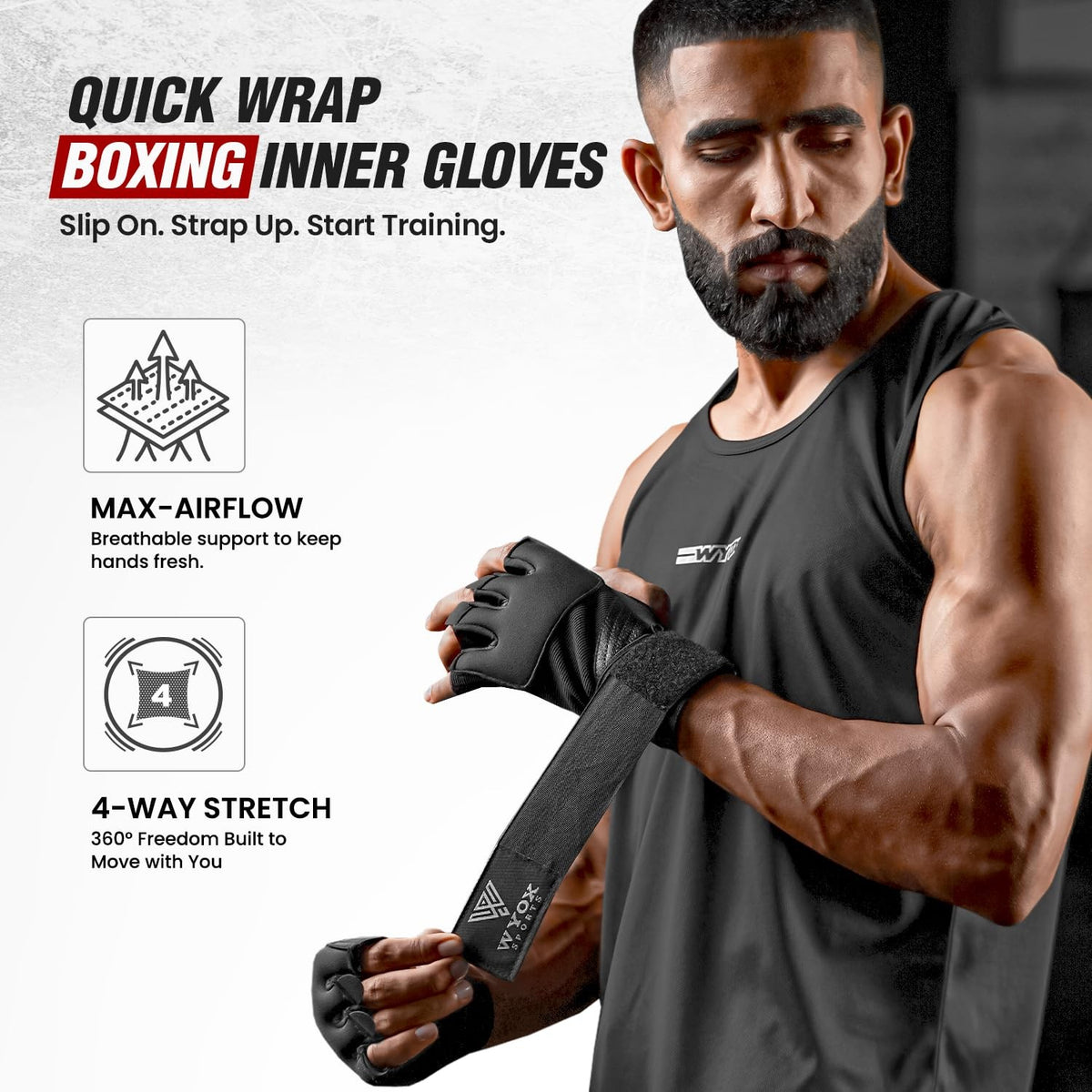 Gel Boxing Hand Wraps Inner Gloves 80cm Wrist Support for MMA Kickboxing