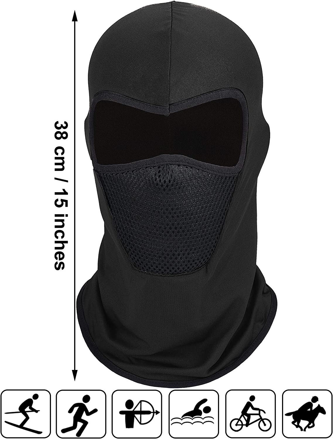 6 Pack Balaclava Face Masks - Cold Weather Motorcycle Ski Mask with Long Neck Cover