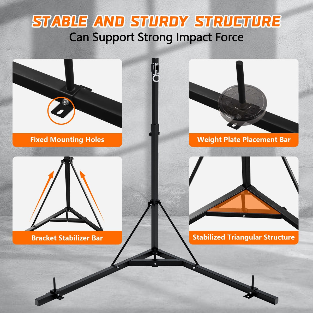 Adjustable Steel Punching Bag Stand Heavy Bag Support Fitness Equipment