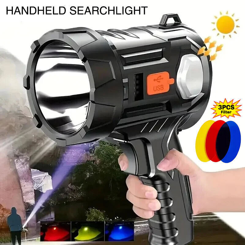 9000000LM Solar & USB Rechargeable LED Spotlight Flashlight