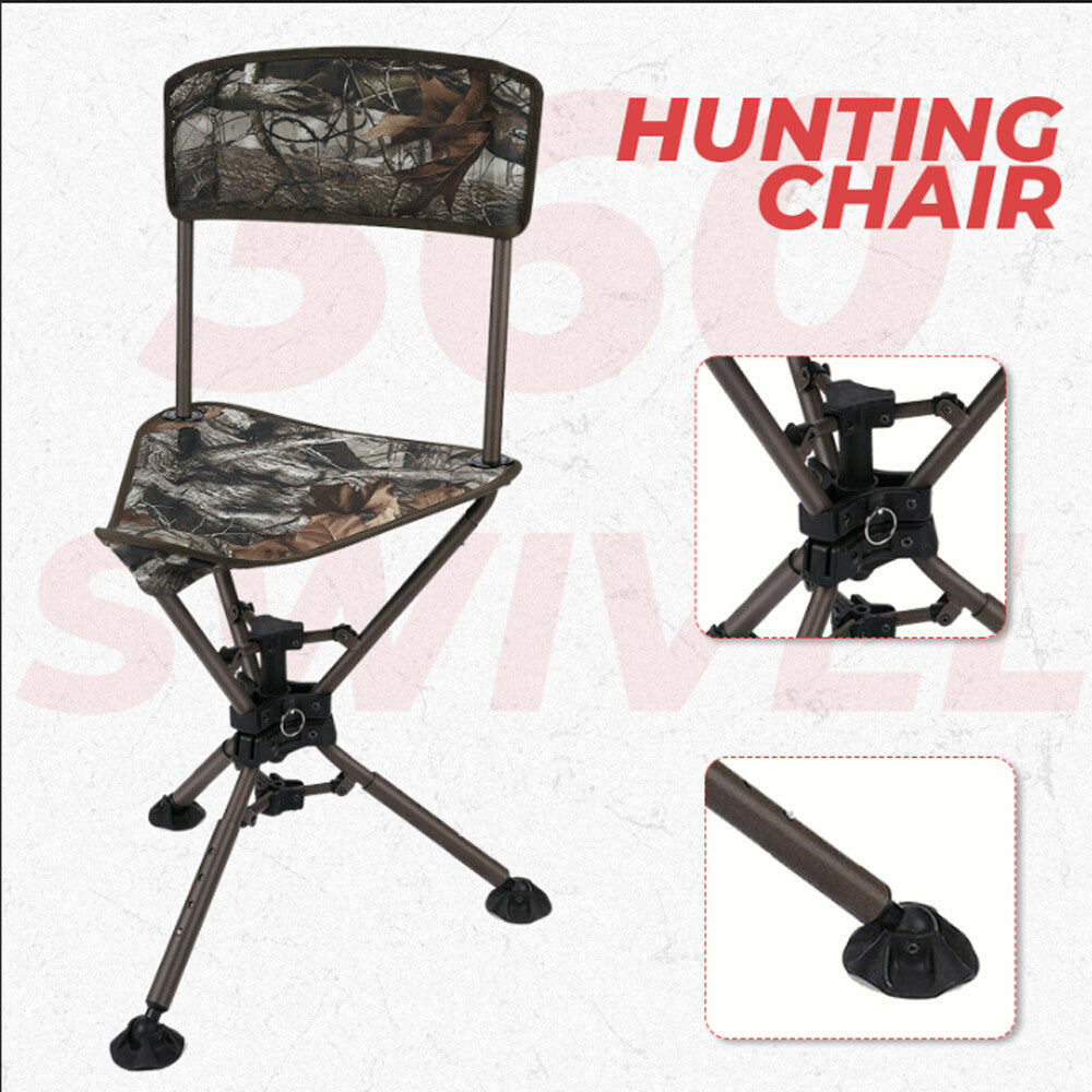 Foldable Swivel Hunting Chair Seat with 360° Rotation and Adjustable Height