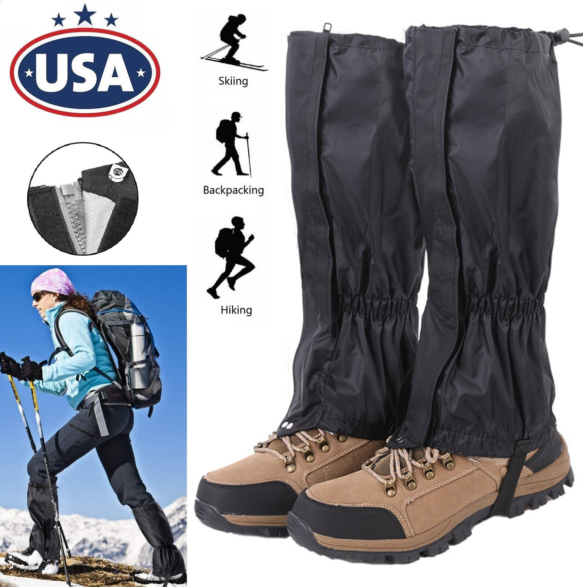 Waterproof Gaiters for Hiking Snow Snake Leg Protection - Unisex