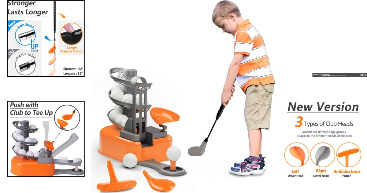 Toddler Golf Set with Ball-to-Tee Trainer and Golf Clubs - Fun Outdoor Play for Kids 3-8