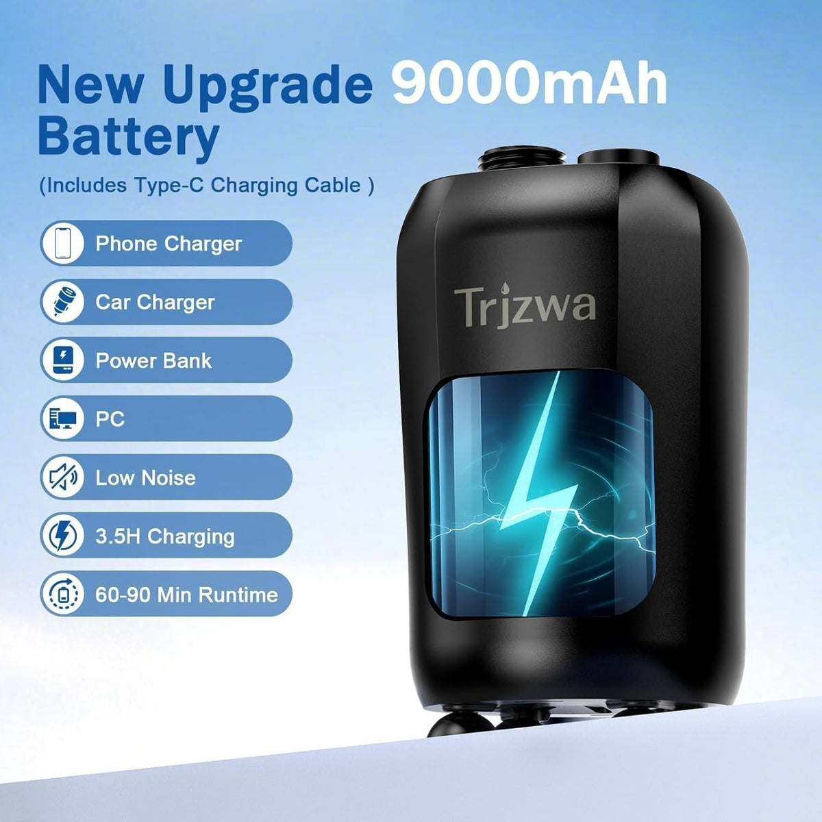 Portable Camping Shower Pump with Rechargeable 9000mAh Battery & Digital Display