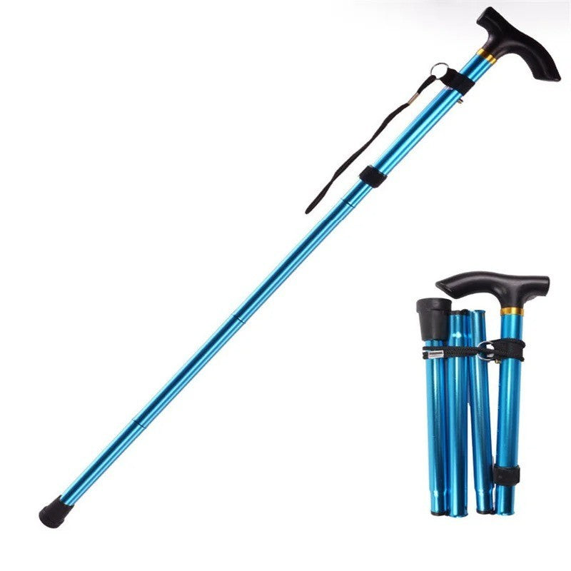 Adjustable Collapsible Aluminum Walking Cane - Folding Travel Stick with Rubber Tip