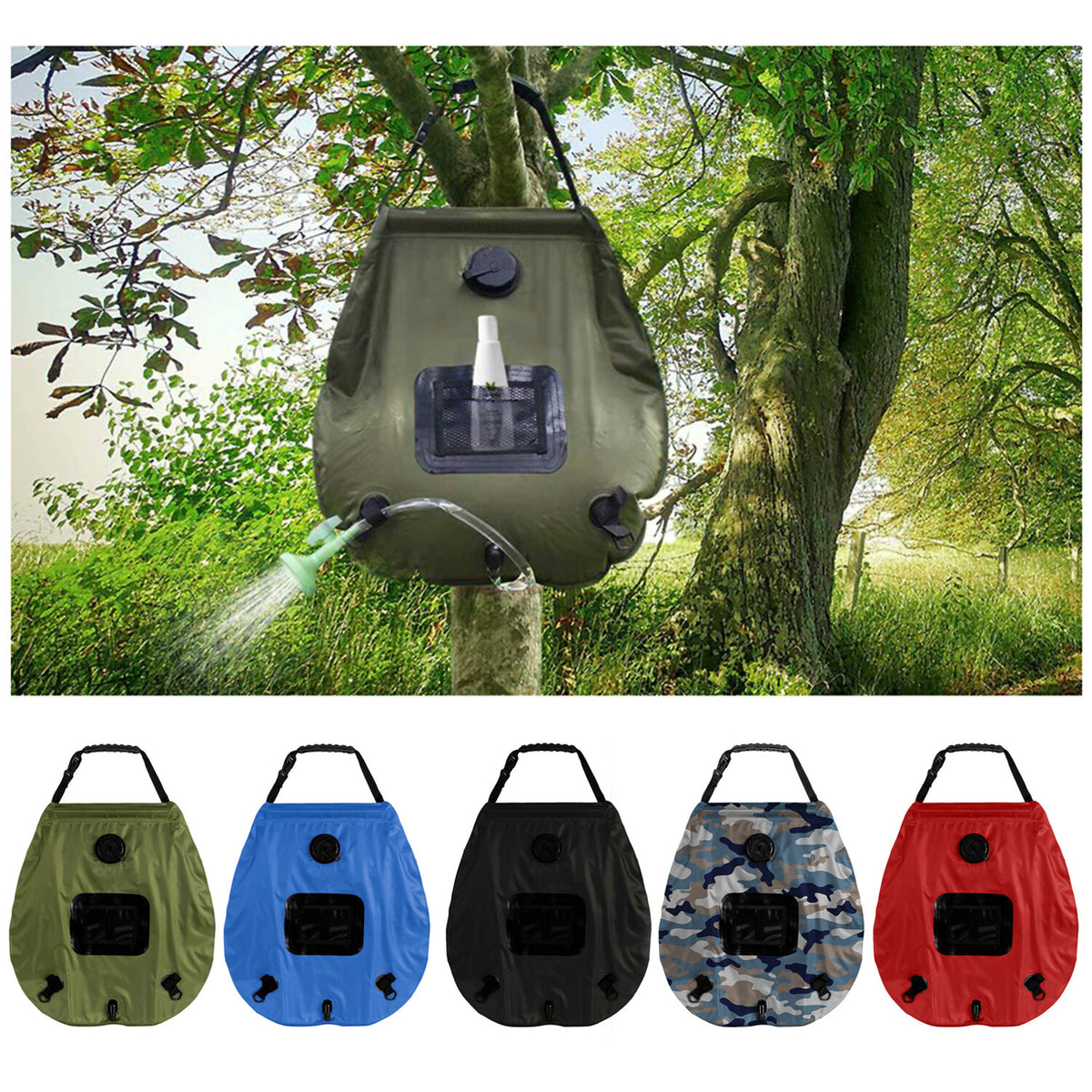 20L Portable Solar Heated Camping Shower Bag with Temperature Display