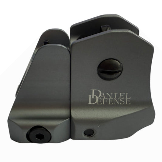Tactical Low Profile Metal Sights Set for Rifles - Folding Front & Rear Gray