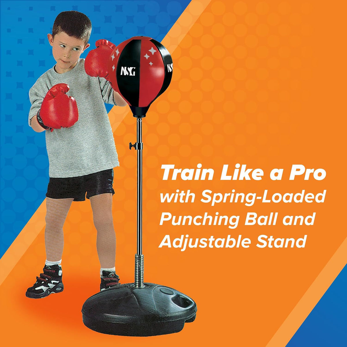 Kids Boxing Punching Bag & Gloves Set - Adjustable Freestanding Speed Bag