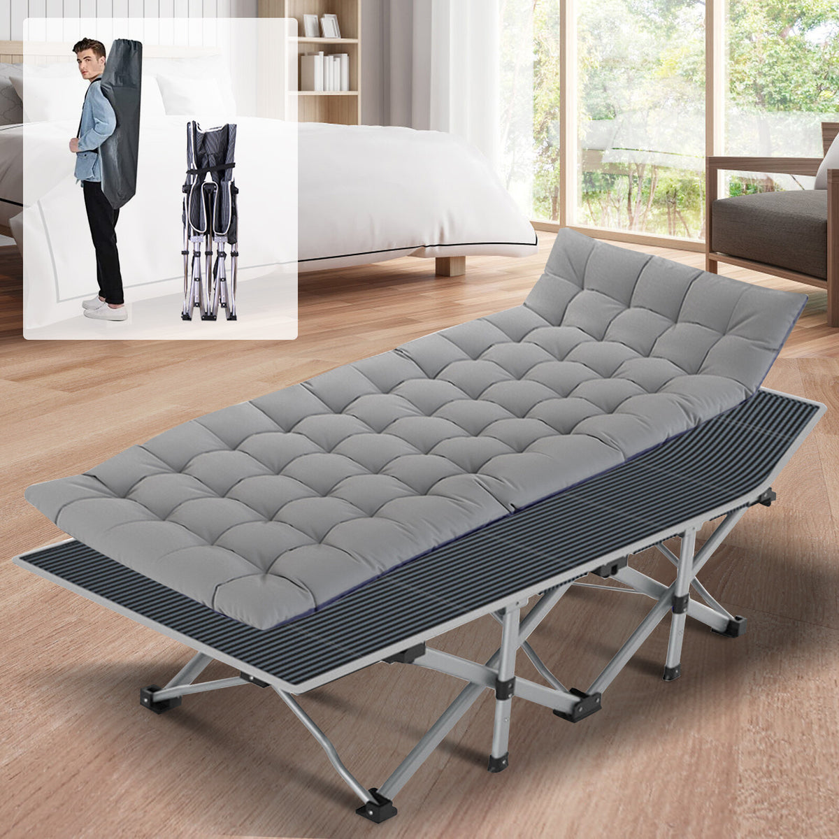 Heavy Duty Folding Camping Cot Bed for Adults Portable Sleep Bed with Support