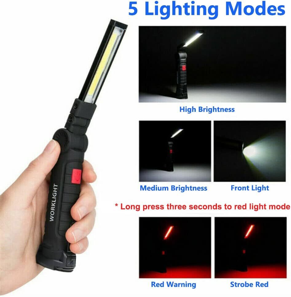 Rechargeable LED Work Light with Magnetic Base & 360° Rotation - Car & Workshop Use