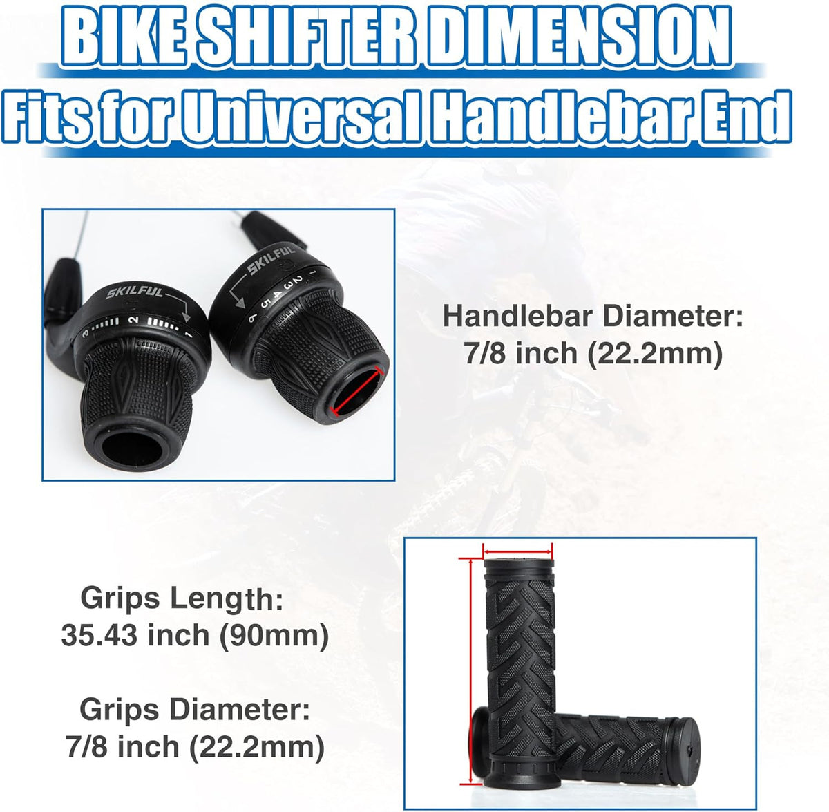 18 Speed Bicycle Twist Shifter Set with Handlebar Grips for Mountain & Commuter Bikes