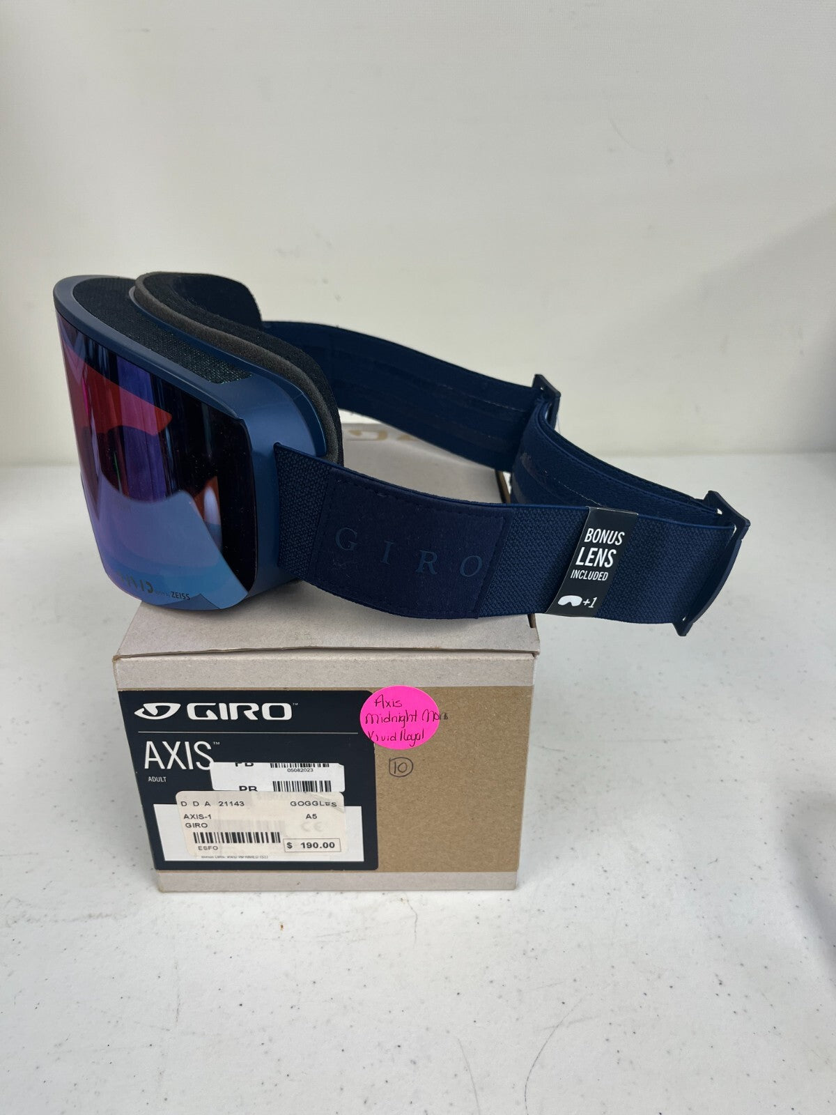 Giro Axis Ski Snow Goggles Midnight Mono Lens Bonus OTG 22/23