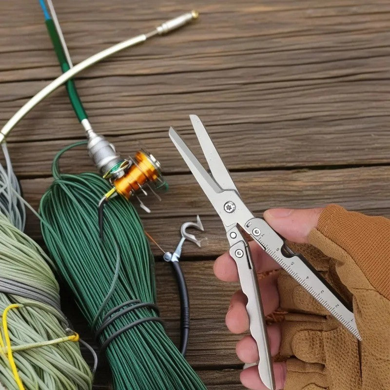 Portable Multi-Functional Folding Scissors for Outdoor Survival Stainless Steel