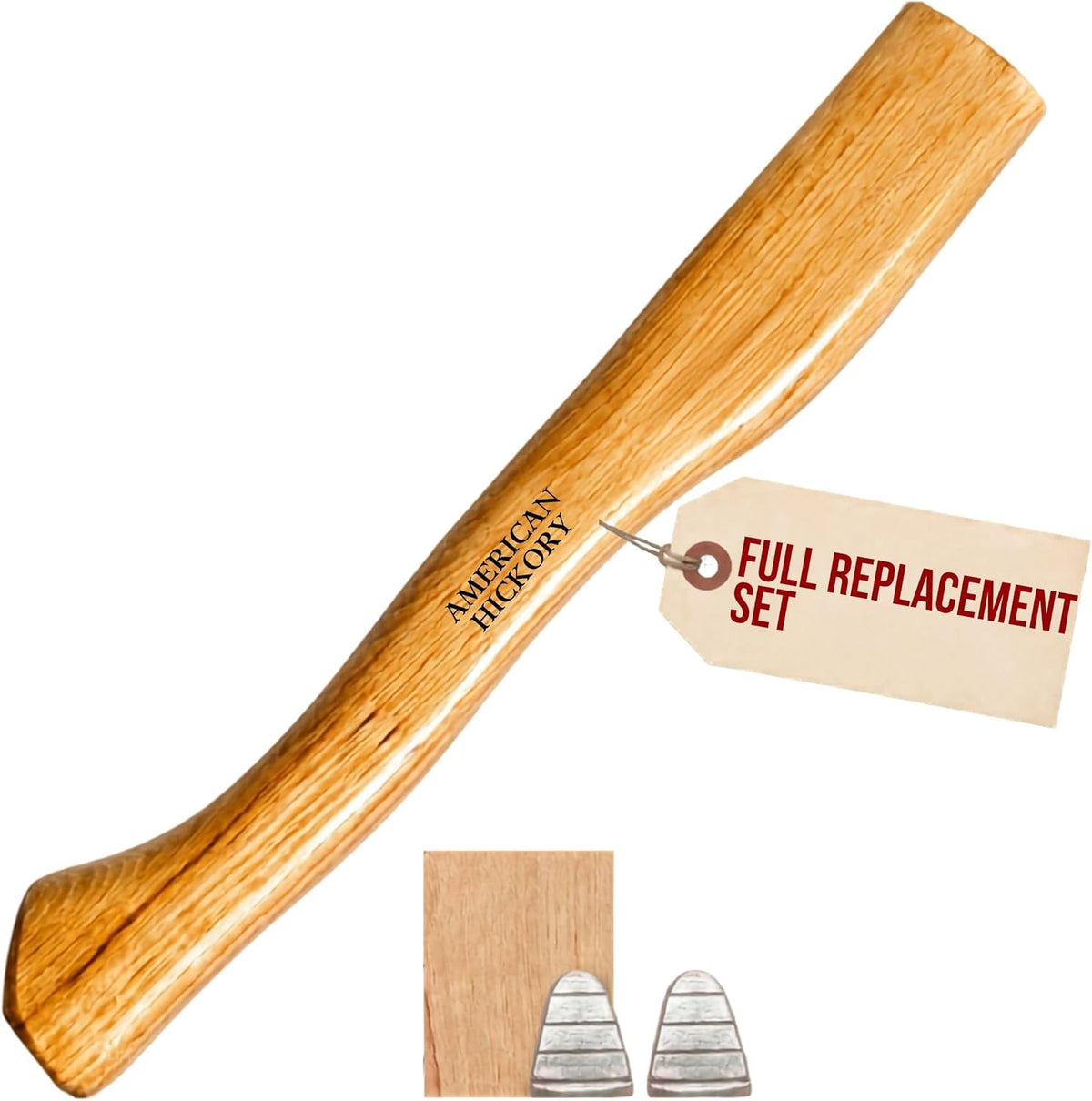 Hickory Axe Handle Replacement for 14-Inch Axes - Durable Wooden Hatchet Handle