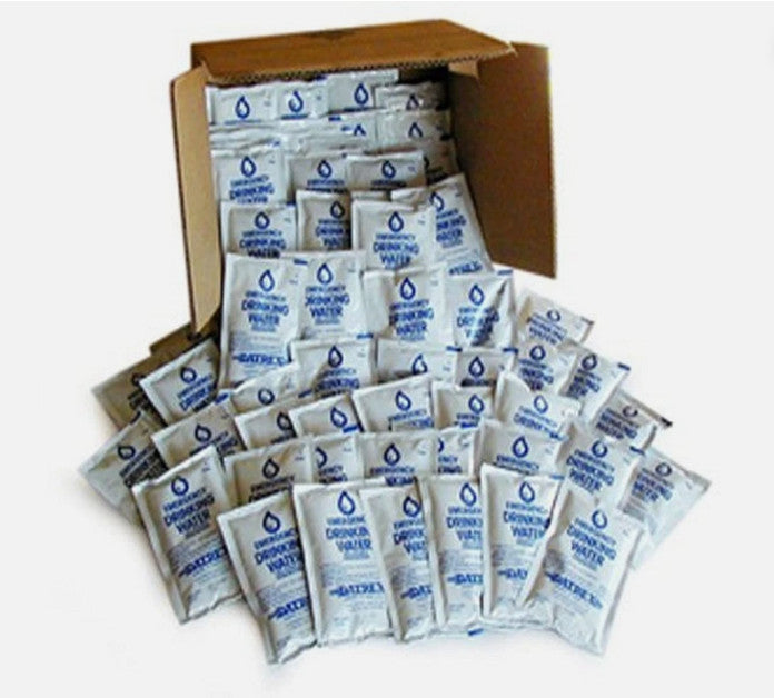 Emergency Survival Water Pouch Pack of 64 - 125ml Purified Water for Disaster Preparedness