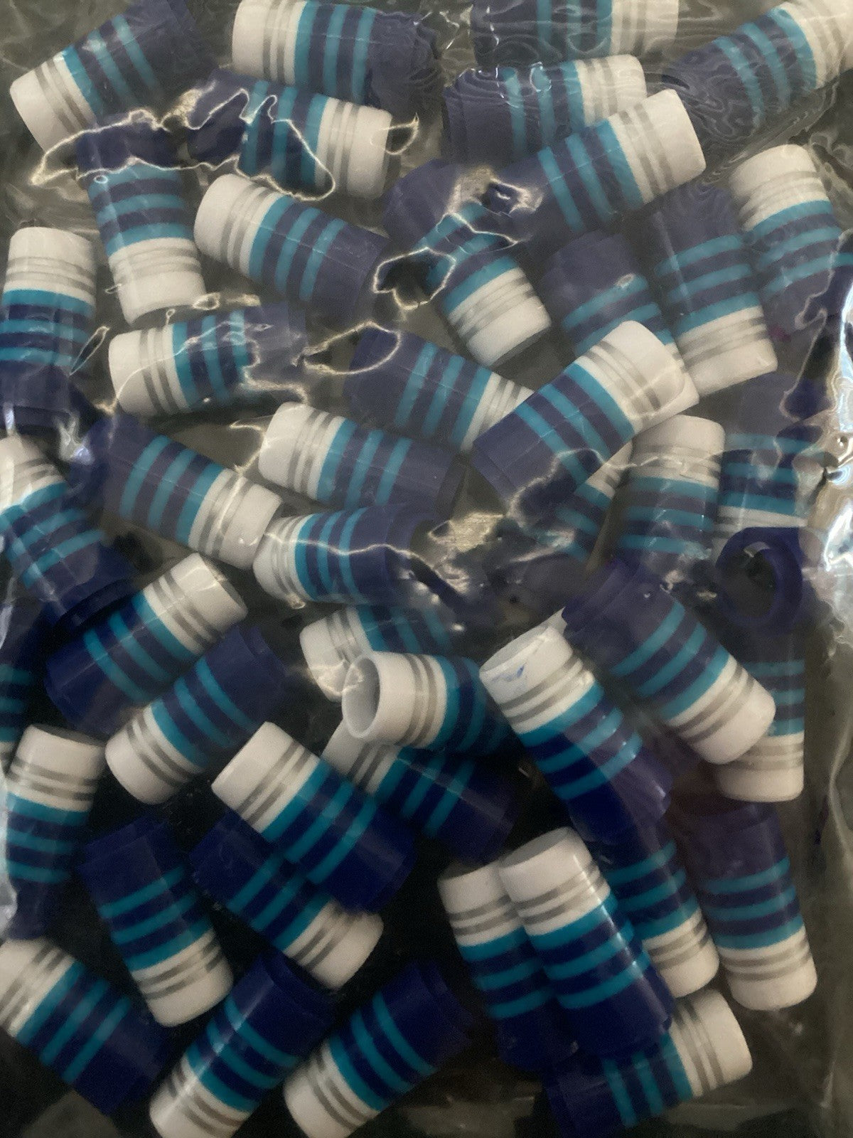 Golf Ferrules 12 Pcs White and Blue Striped Taper Tip Iron Ferrules for Clubs
