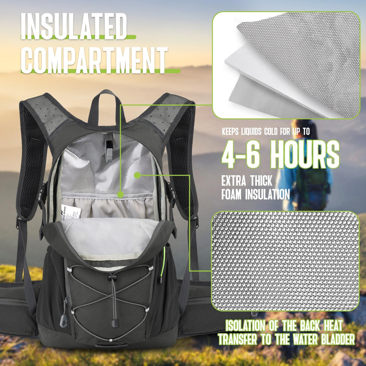 Hydration Backpack with 3L Water Bladder 18L Capacity for Hiking and Outdoor Activities