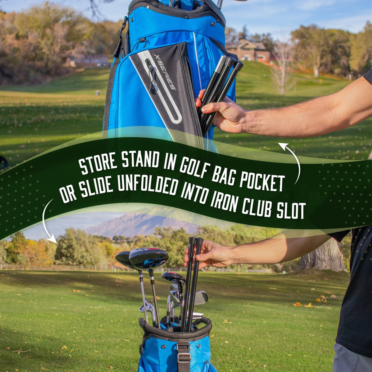 Golf Bag Stand Attachment Foldable Aluminum Legs for Universal Fit